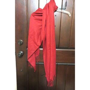 Solid Red 100% Pashmina  Scarf Shawl Wrap fringe Soft 70”x28”